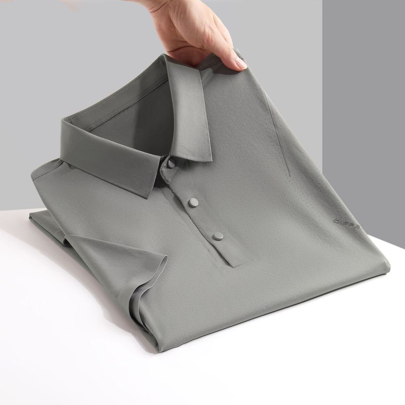 2025d Heißer Verkauf Sommer Kühlen Nahtlose Quick-Dry herren Polo Feuchtigkeit-Wicking Einfarbig Kurzarm Hemd drehen-unten Kragen_voghion.com