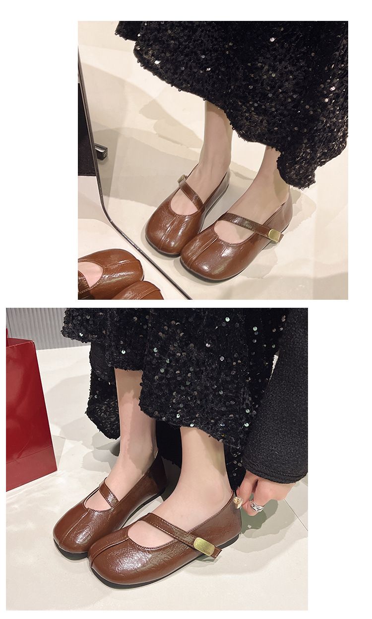 Spring And Autumn Shallow Mouth One Pedal Casual Shoes Doudou Shoes Foreign Trade Women's Shoes Flat Shoes Mary Jane Shoes Single Shoes_voghion.com