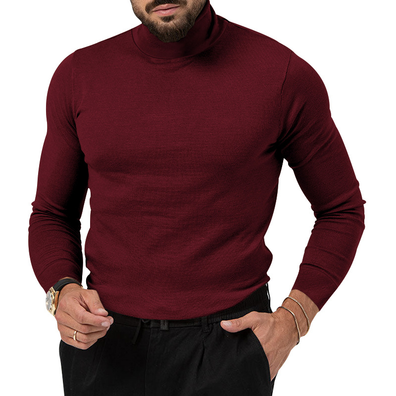 Hochelastischer Rollkragenpullover aus gestricktem Kaschmir für Herren mit dicker, warmer Unterwolle_voghion.com