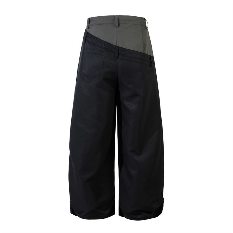 Herrenbekleidung Spleißen Kontrastfarbe Weite Beinhose Freizeithose Herren Frühling Lockeres Design Trendy Brand Ins Hip Hop Wischhose Hose_voghion.com