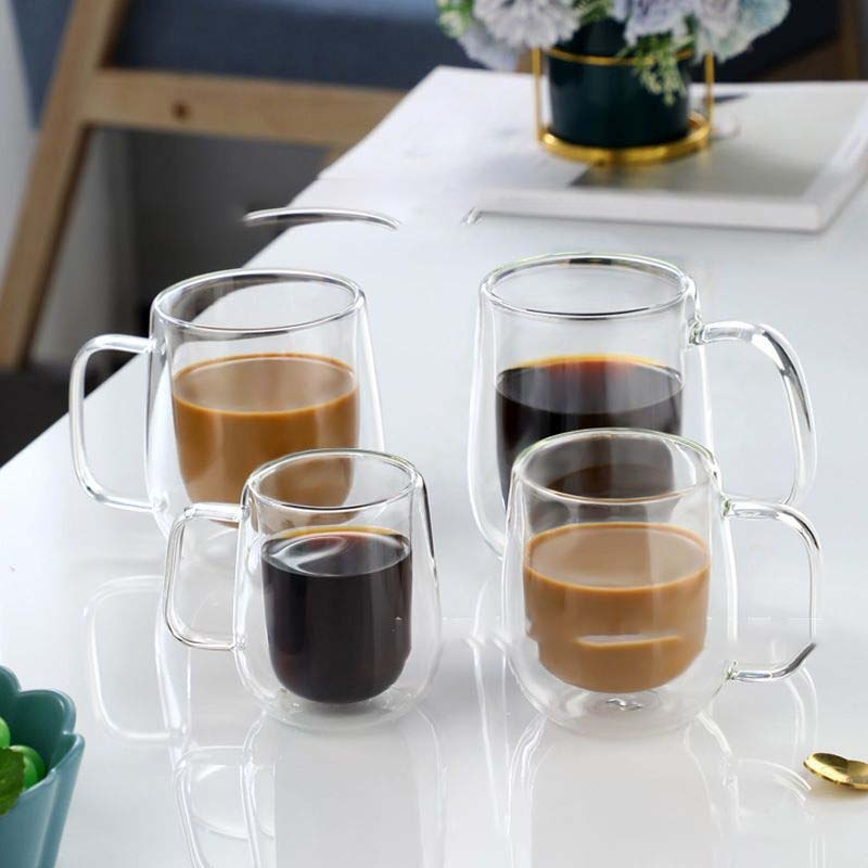 Family Organizer Double Layer Mug Heat Resistant Transparent Coffee Cup With Handle Insulated Glass Cup Thickened Milk Cup_voghion.com