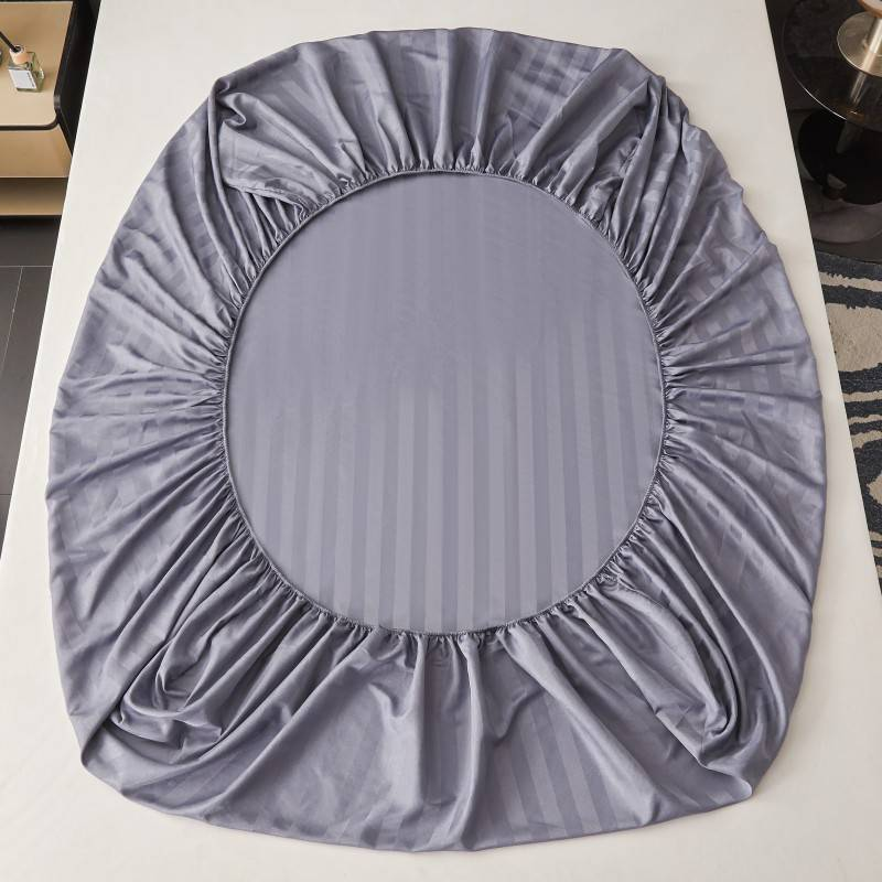 DT Series Satin Strip Glossy Cool Single Bed Fitted Sheet Bedspread 1PC_voghion.com