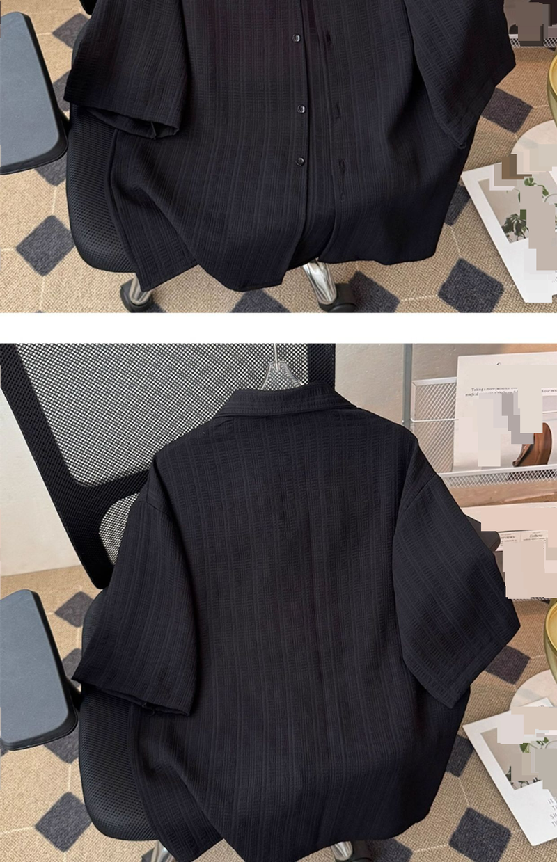 Camicia a maniche corte a quadri sottili estivi da uomo, casual, alla moda, versatile e versatile._voghion.com