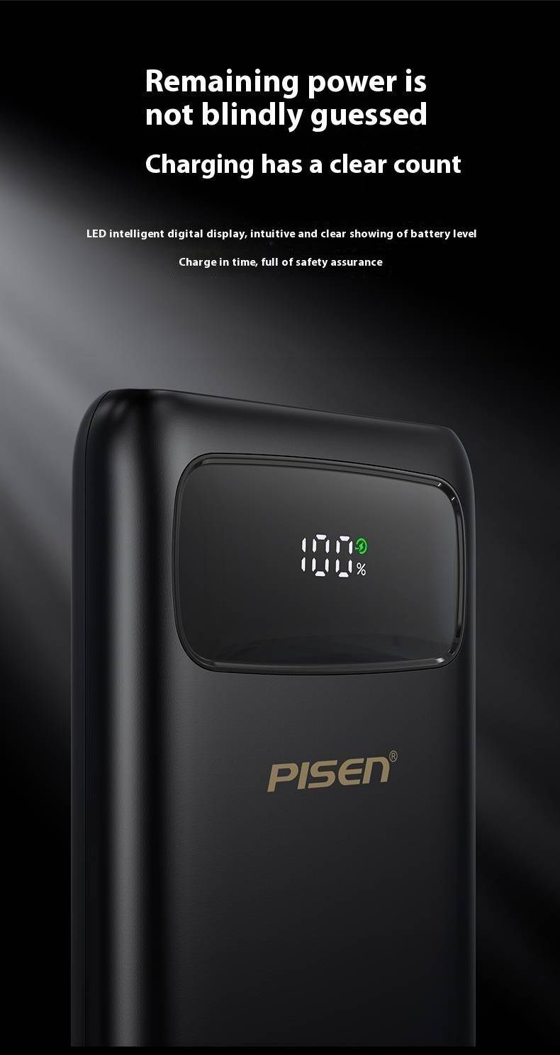 Powerbank de carregamento rápido PD de 10000 mAh e 22,5 W com visor digital, bateria externa portátil para iPhone, Samsung, Android, viagens e presentes corporativos_voghion.com