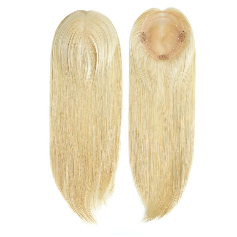 Topper centrale mono per donna, ciocche superiori in capelli umani al 100%, cuticola, capelli Remy europei, colore biondo #613, lunghezza 40 cm_voghion.com