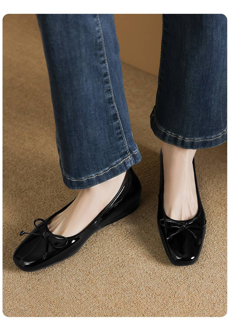 Cameido Women'S Casual Shoes With 1Cm Square Round Head Cowhide Leather And Drip Molding Sole_voghion.com