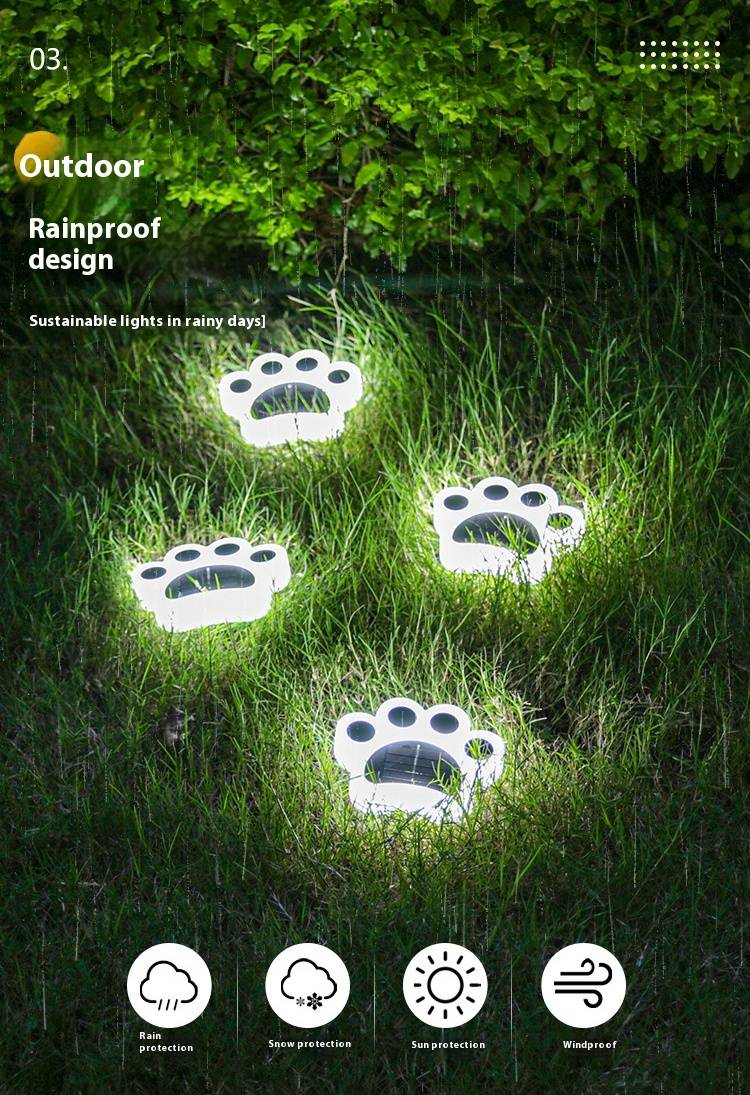 Luces solares de jardín con forma de pata de gato, luces LED impermeables para exteriores, ideales para decorar caminos, patios y escaleras (luz blanca/cálida)_voghion.com