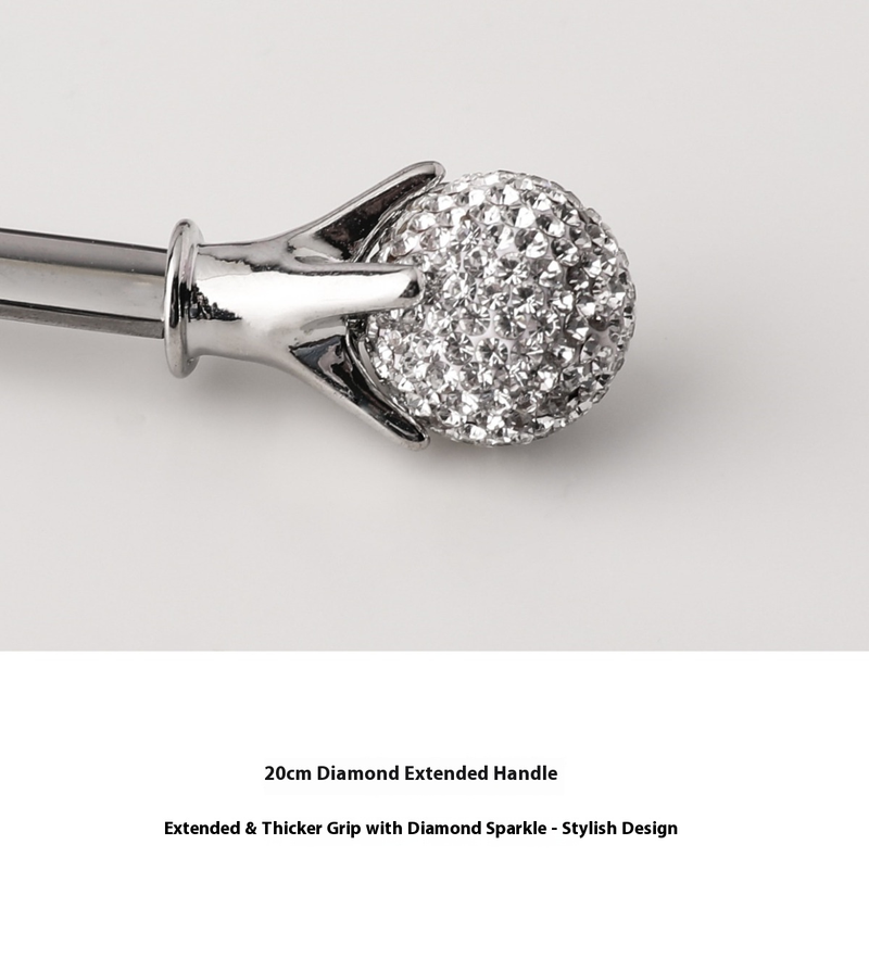 Elegant 304 Stainless Steel Long Handle Mixing Spoon With Sparkling Rhinestones - Perfect For Afternoon Tea, Coffee, And Desserts_voghion.com