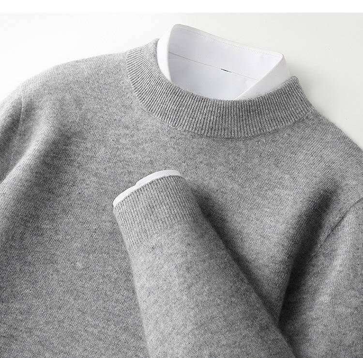 Men's Semi-Turtleneck Wool Sweater - Soft Knit Pullover For Business & Casual Wear, Breathable & Comfortable, Classic Solid Colors_voghion.com