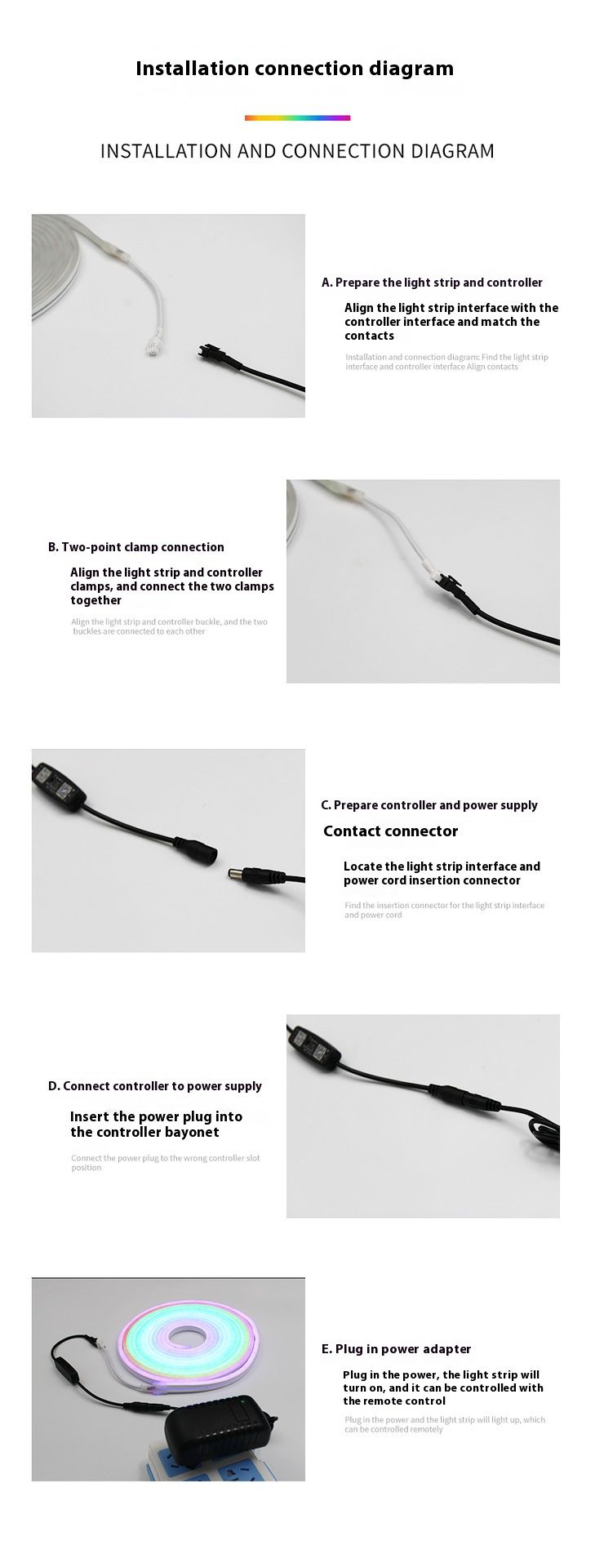 Tira de luces LED de neón RGBIC impermeable de 10 m: barra de luz flexible de 24 V que cambia de color con Bluetooth y control remoto de 44 teclas, 84 LED/m_voghion.com