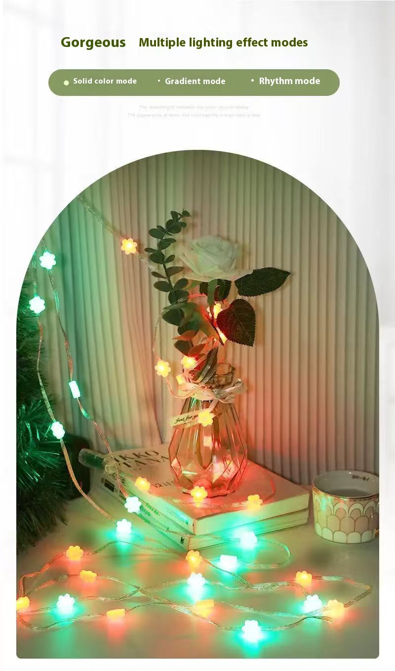 Guirnalda de luces navideñas RGB con Bluetooth y USB de 10 m, control remoto y aplicación, resistente al agua, 3528 LED para decoración navideña (66 LED, entrada de 5 V)_voghion.com