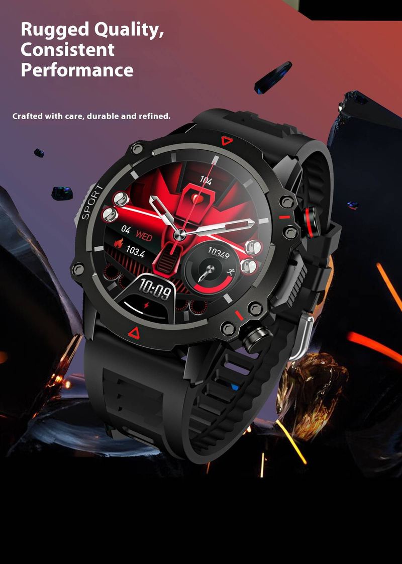 Smartwatch met Bluetooth-bellen, groot HD-scherm, bloeddruk- en hartslagmeter, IP68 waterdicht, multifunctionele fitnesstracker_voghion.com