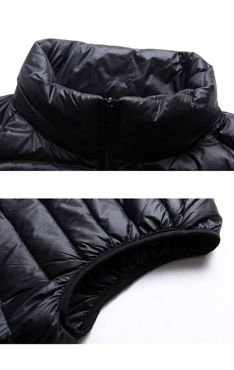 Leichte Daunenweste für Herren mit Stehkragen, Slim Fit Pufferweste für die Freizeit, atmungsaktive warme Jacke für Papa und Jugendliche_voghion.com