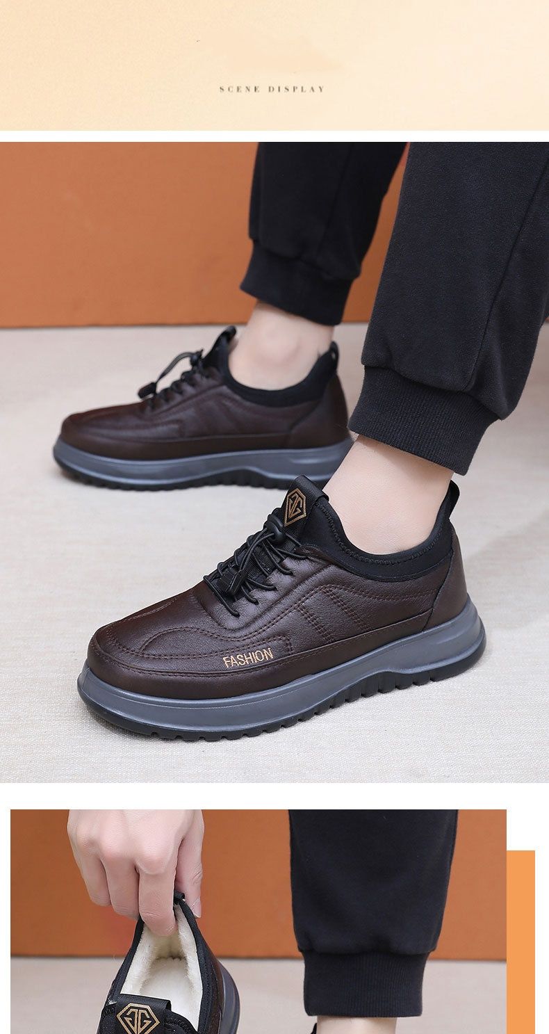 NEW Men's Winter Fleece And Thickened One-step Anti-slip, Waterproof Wool And Warm Cotton Shoes_voghion.com