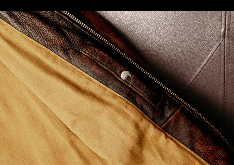 Homens jaqueta de couro genuíno vintage marrom 100% casaco homem fino moda motociclista roupas tamanho asiático s6xl m697 gota_voghion.com