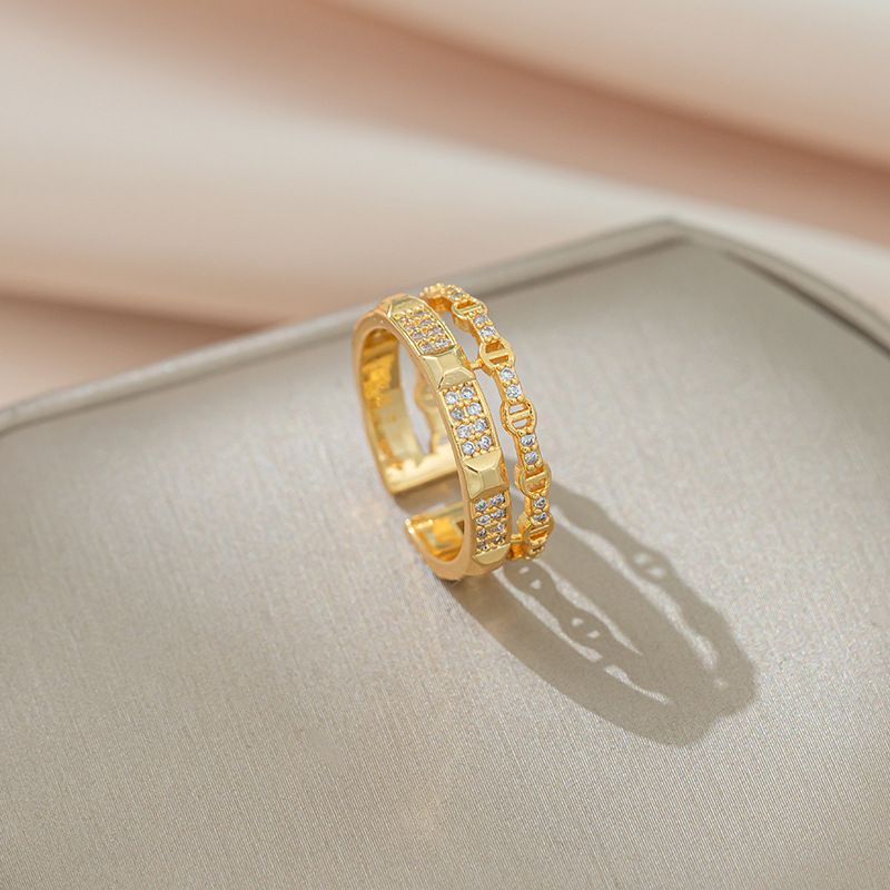 Titanium Steel Personality New Korean And Japanese Niche Light Luxury Open Hollow Ring For Women Non-Fading_voghion.com