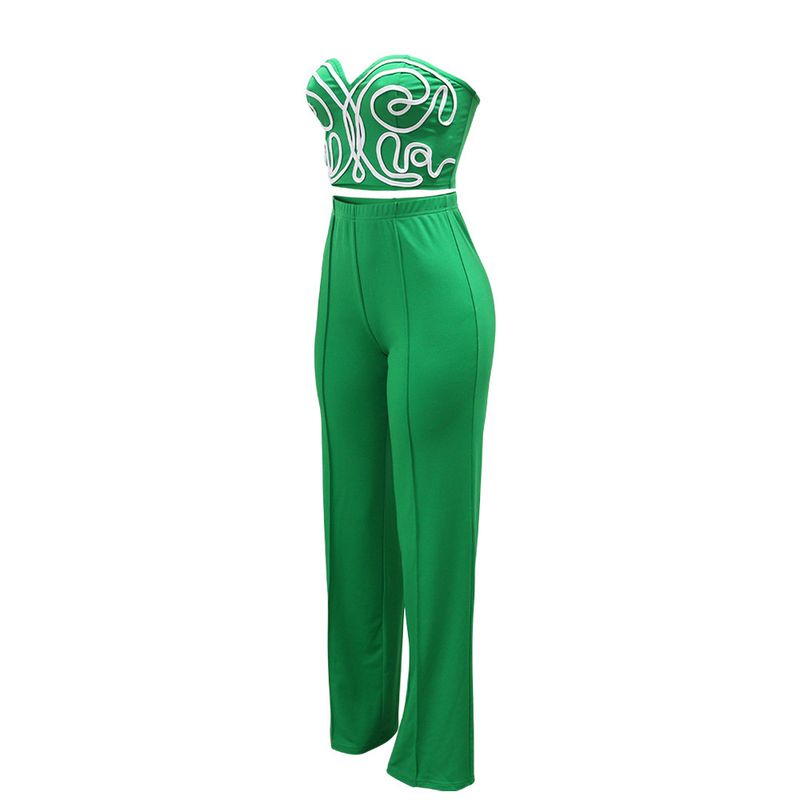 Ensemble haut court bustier et pantalon uni : une tenue deux pièces élégante pour femme_voghion.com