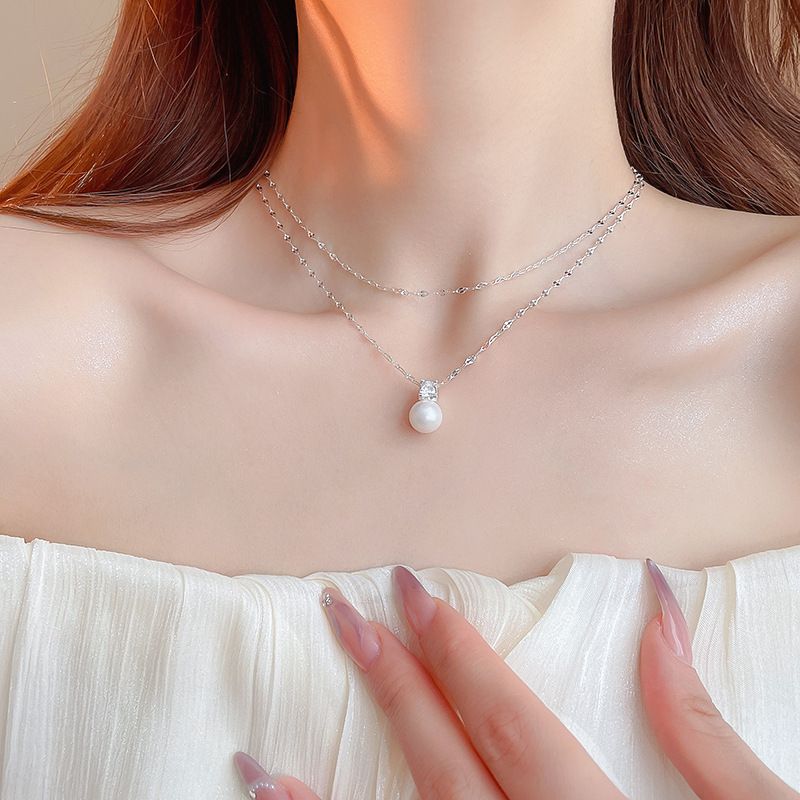 Collana con ciondolo di perle a strati minimalista e di alta qualità in stile francese, catena per clavicola alla moda e alla moda, nuovo accessorio di alta qualità_voghion.com