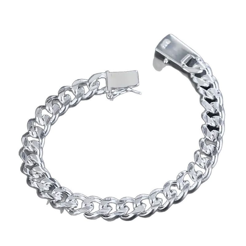 Bracciale cubano con fibbia quadrata da 10 mm, alla moda, con catena laterale da uomo._voghion.com