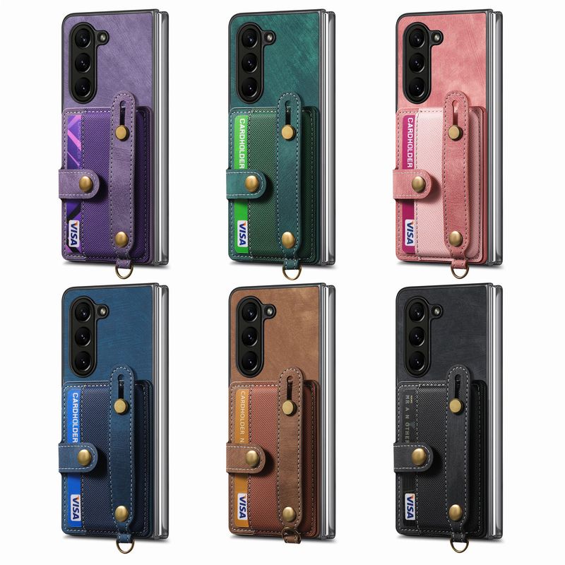 For Galaxy Z Fold6 Phone Case All Inclusive Stand Wristband Card Samsung Z Fold 5 Case_voghion.com