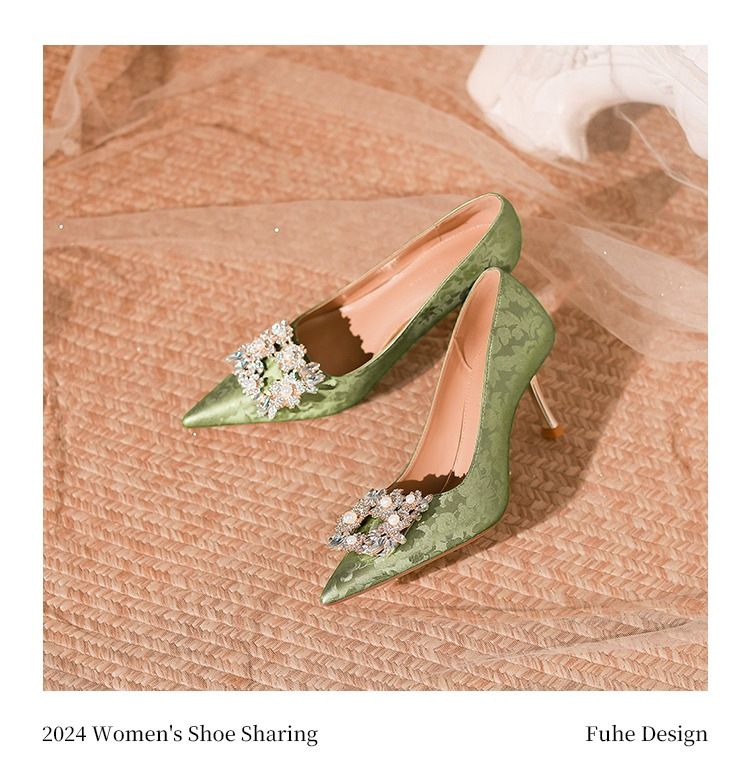 Scarpe da sposa con tacco sottile a punta e strass, perle, da donna, da sposa e da damigella d'onore, per pendolari, con tacco professionale da donna_voghion.com