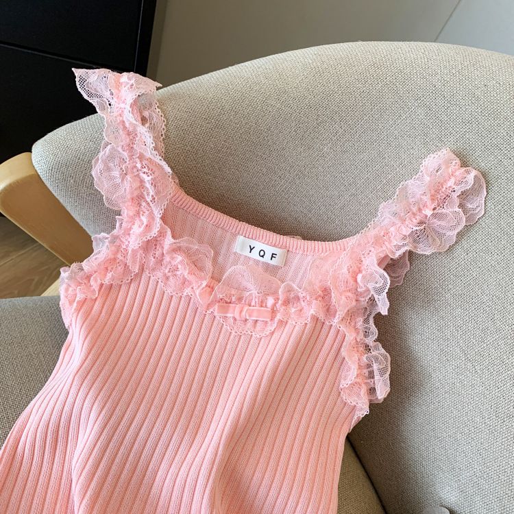 Damenbekleidung Real Shot Spot Sommer Neue kurze Spitze Pure Desire Style Süße heiße Mädchen Eis Seide gestrickte Leibchen Weste weiblich_voghion.com