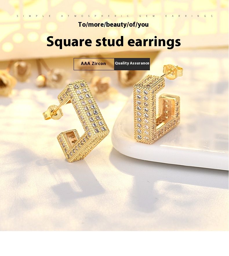 Full Diamond Zircon Silver Earrings for Women Light Luxury Fashionable Earrings Simple and Niche Design Trendy Earrings for Men_voghion.com