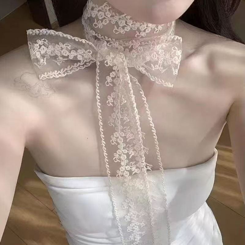 Korean Ins Lace Long Scarf For Personality Women, Versatile Decoration, French Head Scarf, Multifunctional Waist Closing_voghion.com