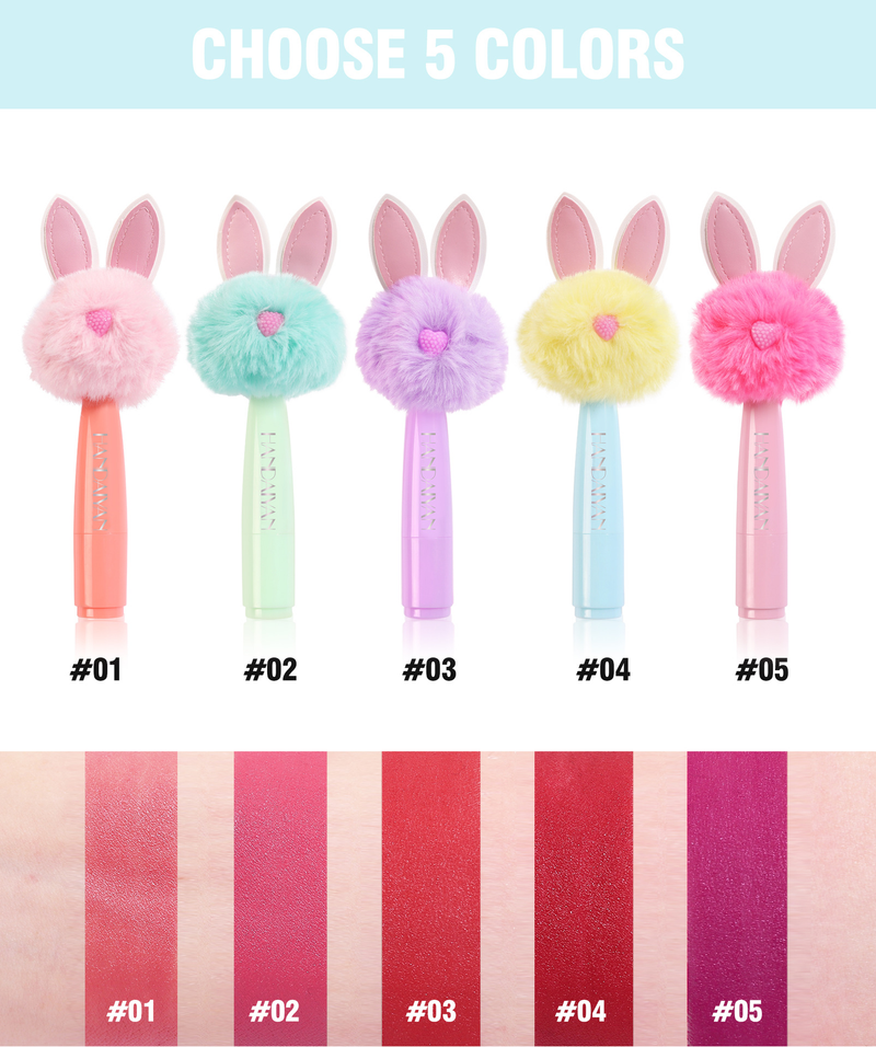 Fluffy Lollipop Cute Mini Rabbit Velvet Matte Lipstick _voghion.com