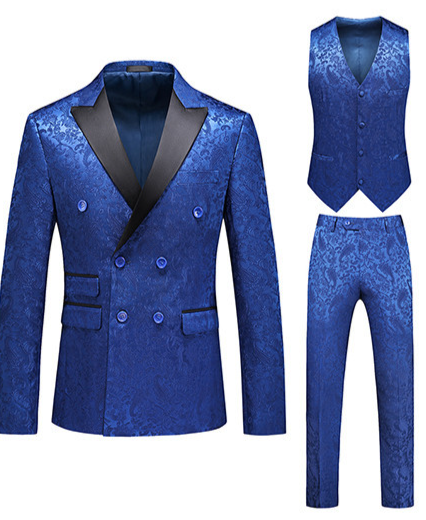 Men's business casual three-piece formal suit Korean version slim groomsmen groom wedding dress men_voghion.com