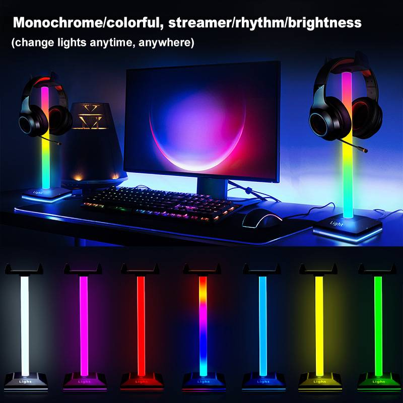 Kopfhörerständer, Gaming-Headset-Halter, Gaming-Zubehör für den Schreibtisch, cooler LED-Headset-Ständer für Gamer, Schwarz_voghion.com