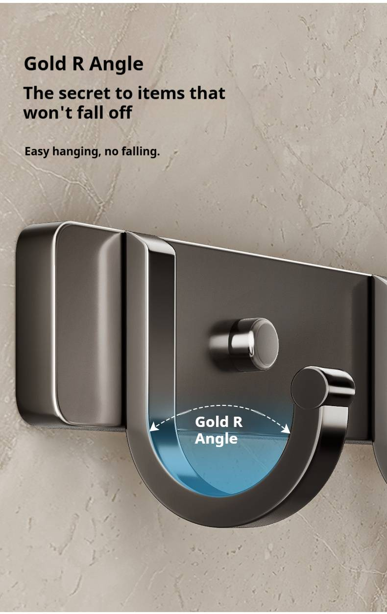 Robuste selbstklebende Haken aus Aluminium, ohne Bohren an der Wand zu befestigen, für Badezimmer, Küche, Tür, Schrank (3/4/5/6/7/8 Haken)_voghion.com
