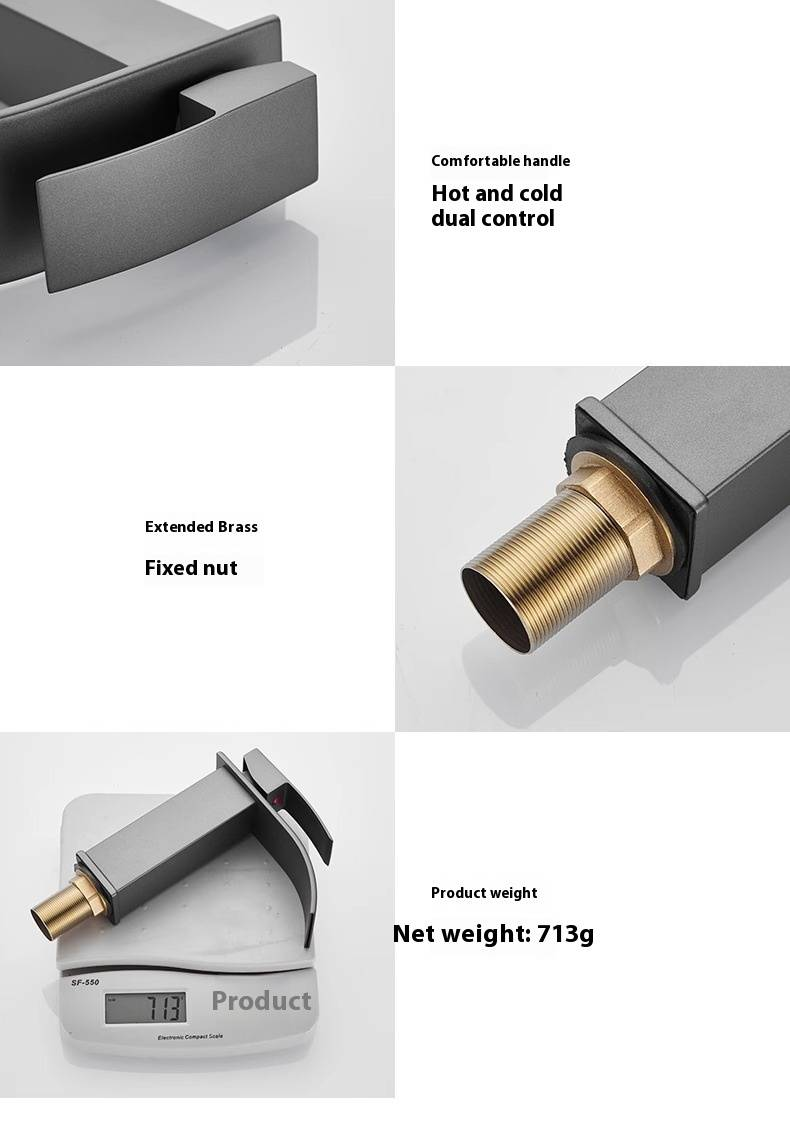 Waterfall Basin Faucet – Single Handle Mixer Tap For Bathroom Sink (CUP Certified, Ceramic Cartridge, Lead-Free Stainless Steel 360° Swivel Spout)_voghion.com