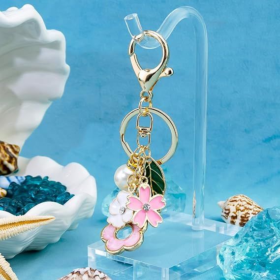 Schlüsselanhänger, Geldbörsenanhänger, süßer Schlüsselanhänger mit Blumenquaste, Handtaschenzubehör für Herren und Damen, Pink_voghion.com