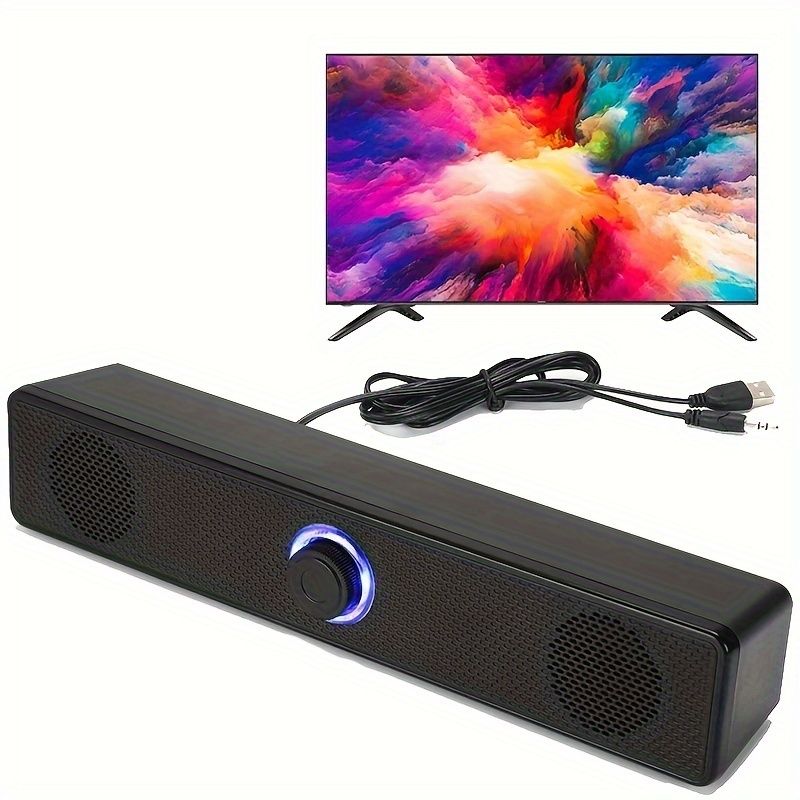 USB Powered Wired Desktop Speaker With 3.5mm Plug And Volume Control, Stereo Audio Output, Suitable For Computers And Laptops_voghion.com