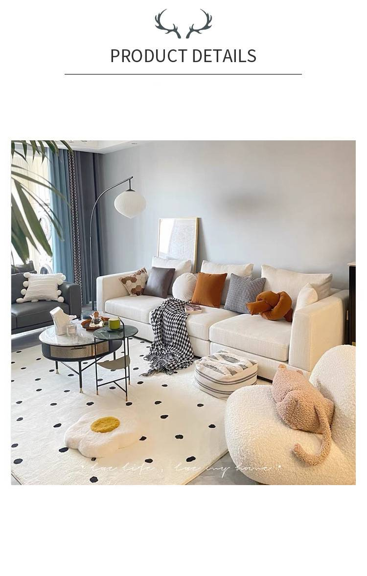 Tappeto moderno geometrico in finta lana – Tappeto in morbido poliestere per soggiorno e camera da letto (strisce, stelle, pois marocchini)_voghion.com