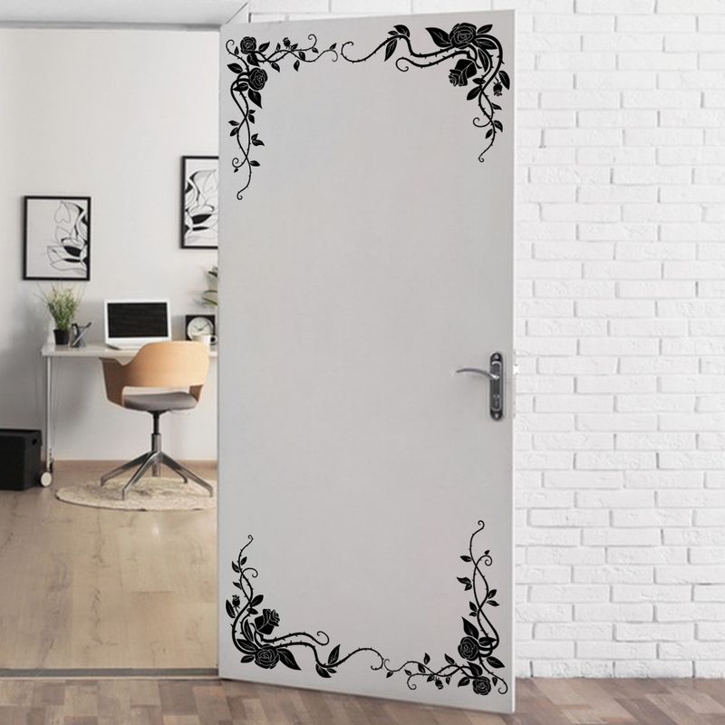 Adesivo da parete con cornice a forma di vite con fiori, carta autoadesiva satinata diagonale N1417, decorazione per porta personalizzata, armadio_voghion.com