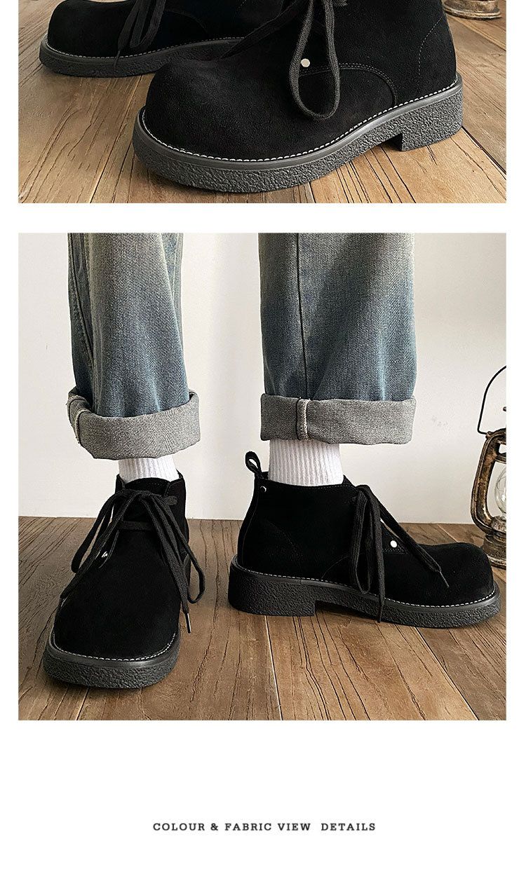 2025 Herbst Neue Echtes Leder Martin Kuh Wildleder Chunky Derby Schuhe männer Arbeit Kurze Stiefel_voghion.com