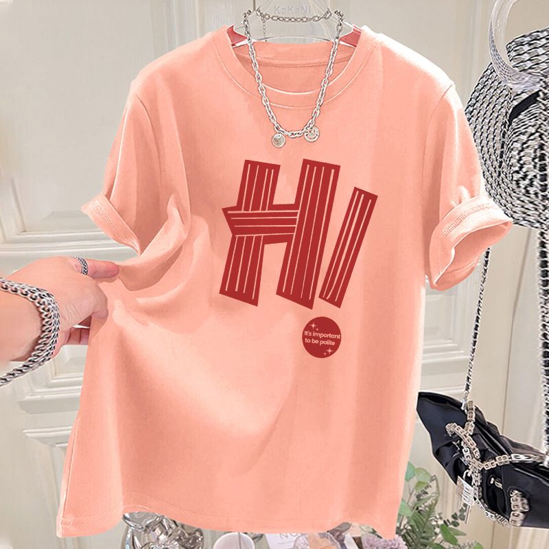 Women's summer new loose slimming fashion advanced sense all-match letter style top_voghion.com