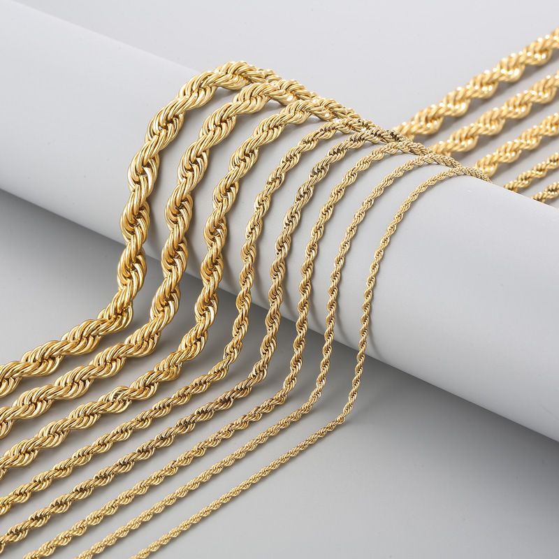 STAINLESS Steel Fried Teig Twists Vakuum Plating Gold Moud Hip Hop Bijouen Mat Halskette Kette Halskette Fir Männer A_voghion.com