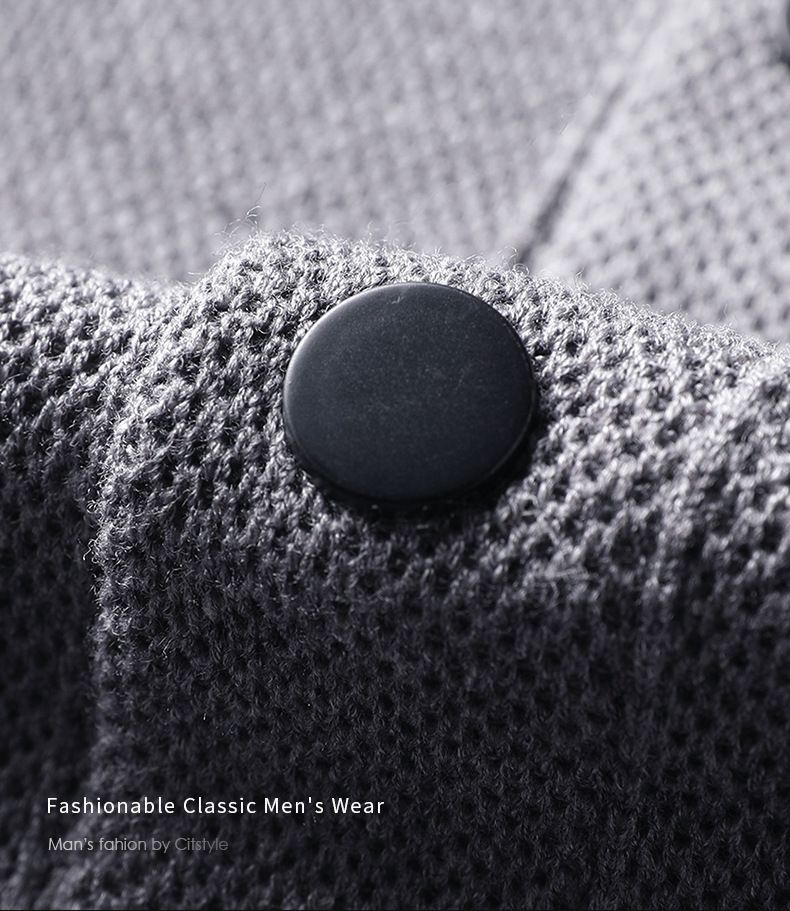 Slim-fit gebreide cardigan voor heren – trui met lange mouwen en revers (zwart/grijs/marineblauw/beige, S-4XL, machinewasbaar)_voghion.com