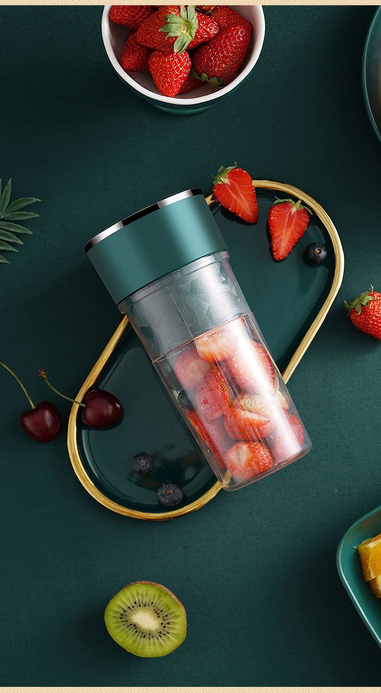 Portable Electric Juicer Cup - 400ml Mini Blender For Fruits & Smoothies, Rechargeable USB Travel Juicer With Dual Blades, BPA-Free PC Material_voghion.com