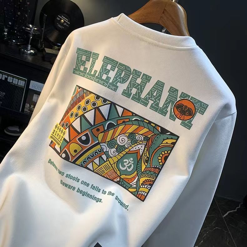 Felpa con cappuccio alla moda da uomo autunno 2024 nuova giacca stampata a maniche lunghe con scollo rotondo e ampia, maglietta di base di alta qualità per coppie_voghion.com