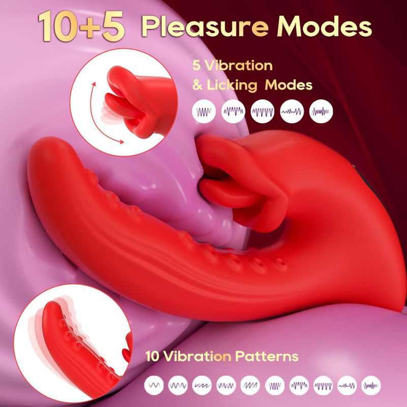 Mouth Tongue Licking Double-Headed G-Spot Stimulation LCD Screen Multi-Frequency Strong Vibration Massager Female_voghion.com