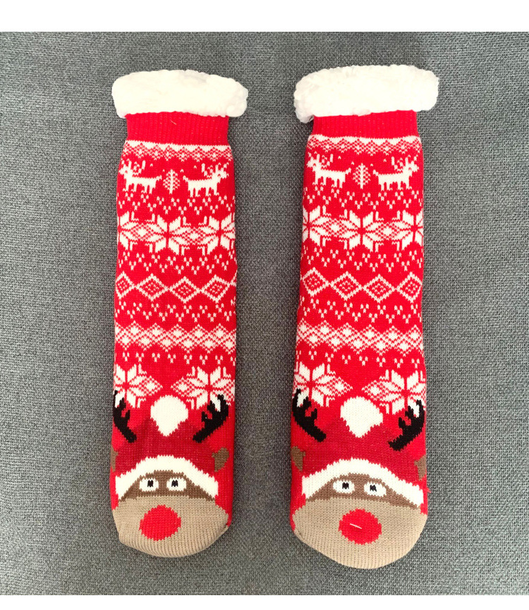 Kerstmis Fuzzy Sokken Dames Winter Thermisch Warm Vloer Zacht Vrouwelijk Huis Binnen Geschenken Antislip Grip Pantoffel Sok Pluizig_voghion.com