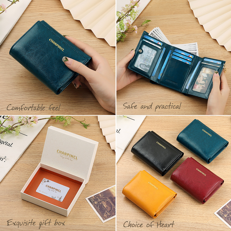 C brand boxed women's short change pocket, zipper wallet, multi card, dual currency wallet_voghion.com