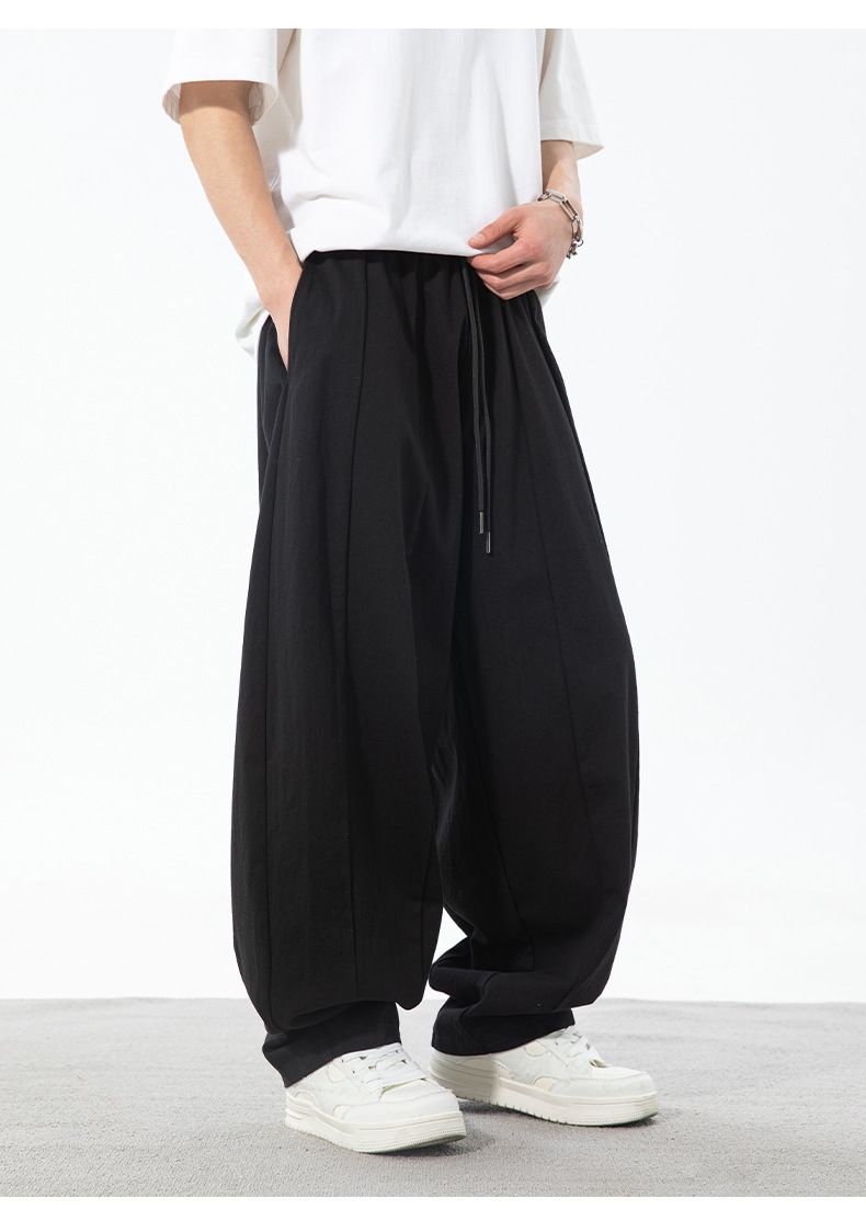 Men's Clothing Men's Spring And Summer New Loose Drape Slightly Tapered Bloomers Split Designtrousers_voghion.com