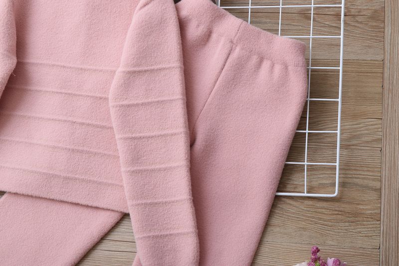Mother & Kids Knit Sweater And Pants Set - Soft Long Sleeve Two-Piece Outfit For Toddler Little Girls Elegant Letter Print Comfortable Polyester Blend_voghion.com