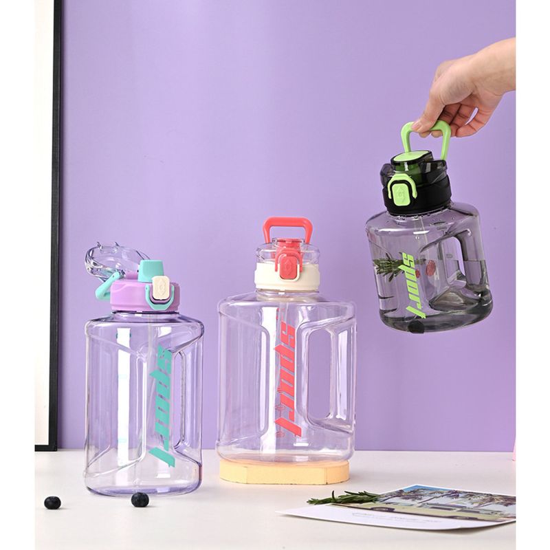 Large Capacity Unisex Ton Bucket Outdoor Sports Transparent Fitness Water Bottle Portable Plastic Space Cup_voghion.com