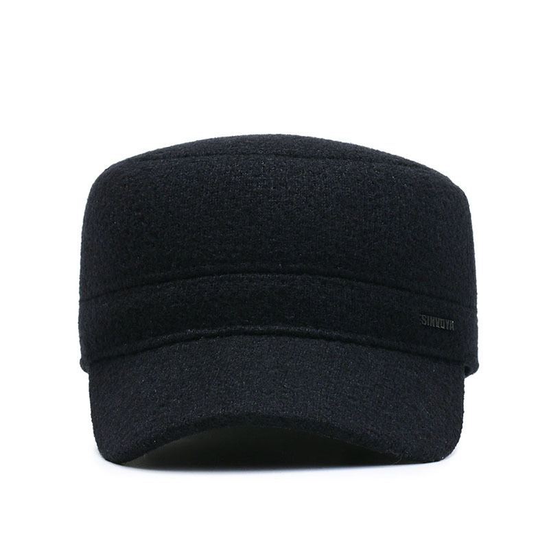 Gorro grueso informal para hombre, gorro plano cálido y polar a la moda para personas de mediana edad y mayores, a prueba de frío, para viajes al aire libre, informal_voghion.com